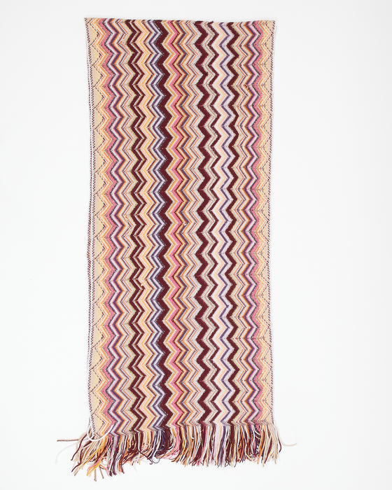 Missoni Burgundy/Pink Zigzag Crochet Scarf