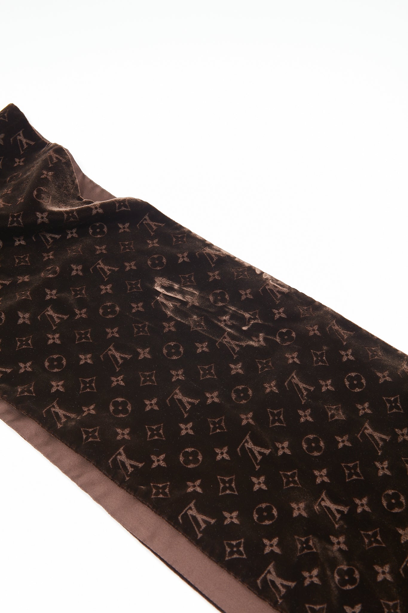 Louis Vuitton Brown Velvet Monogram Scarf