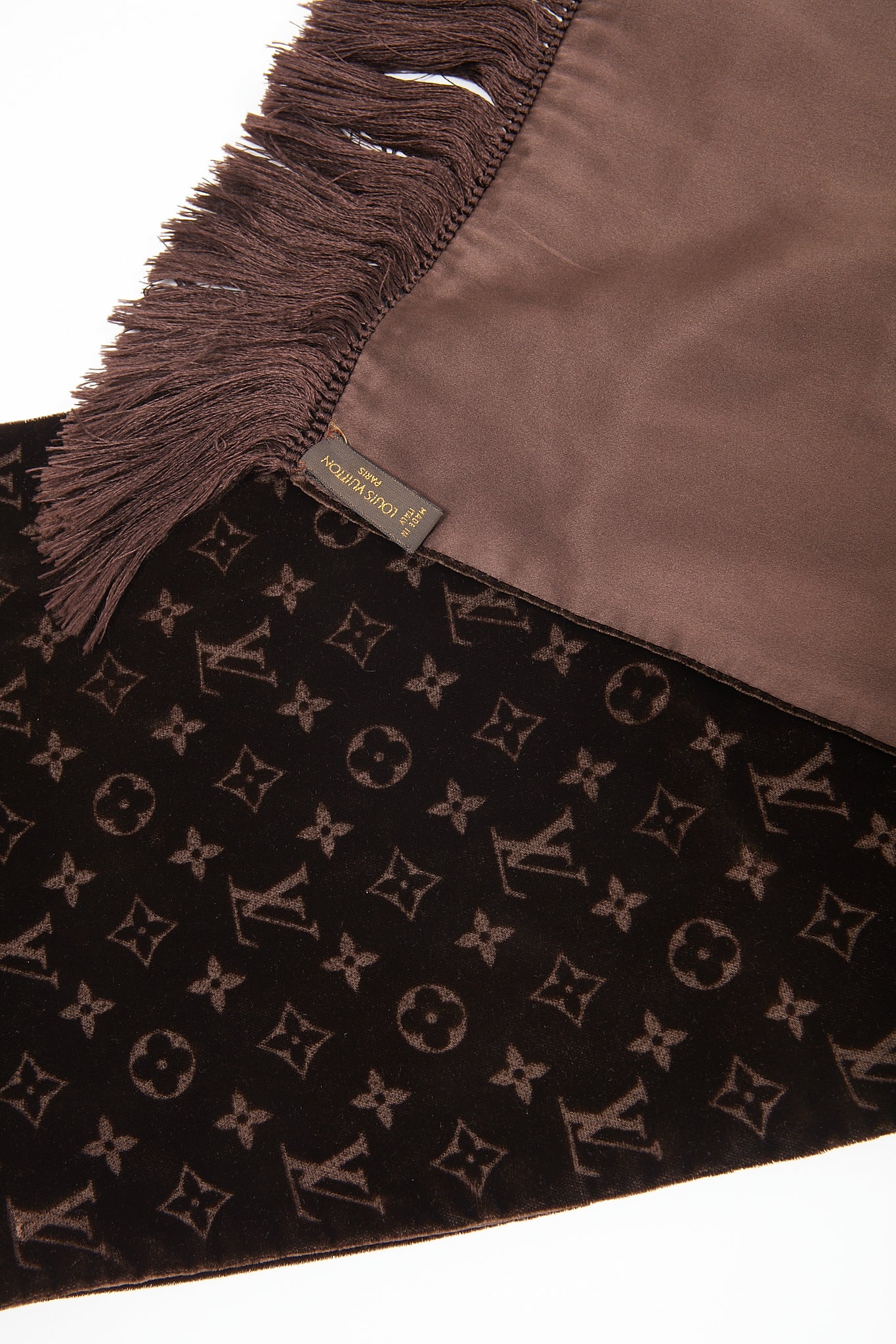 Écharpe monogramme en velours marron Louis Vuitton