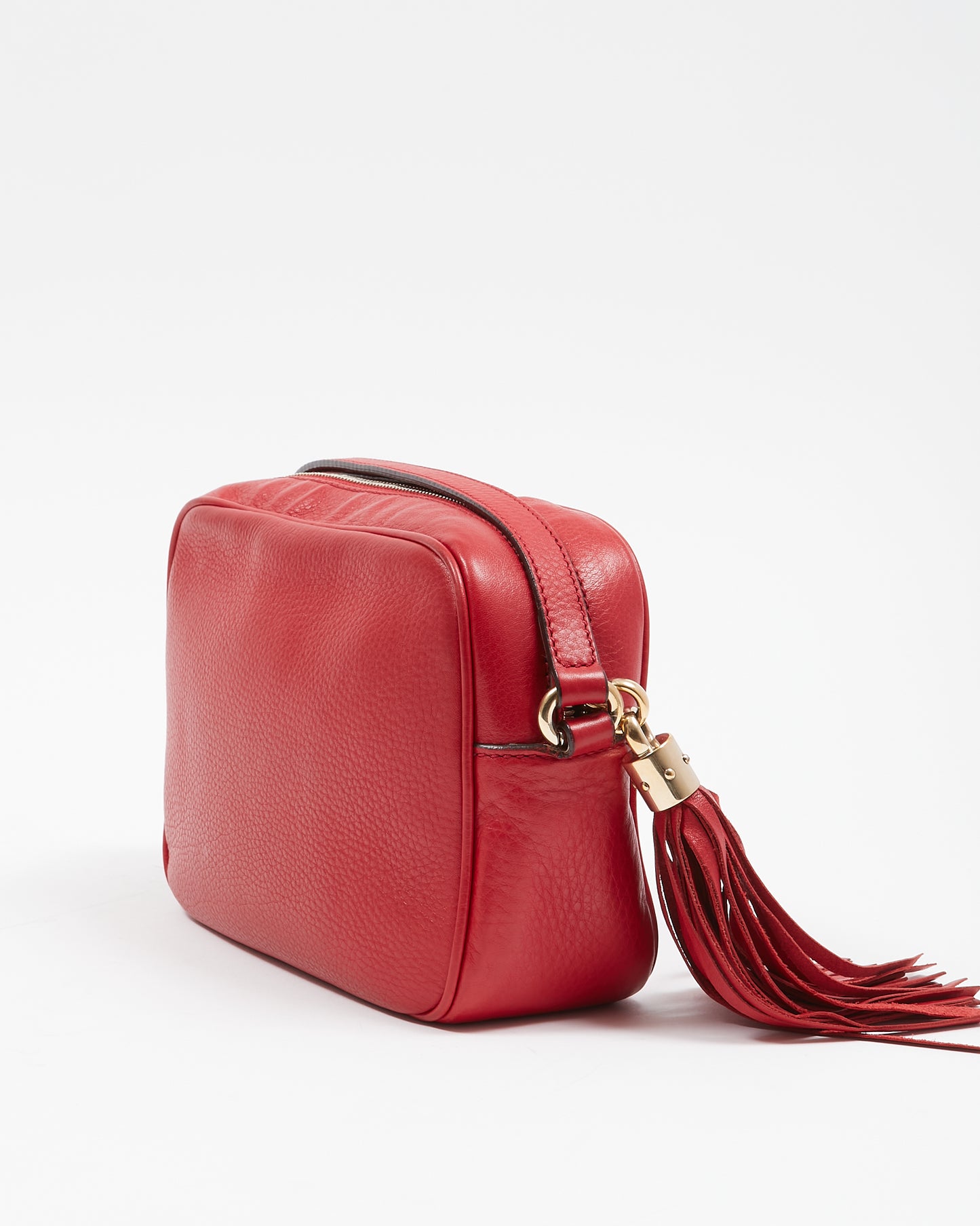 Gucci Red Pebbled Leather Soho Disco Camera bag