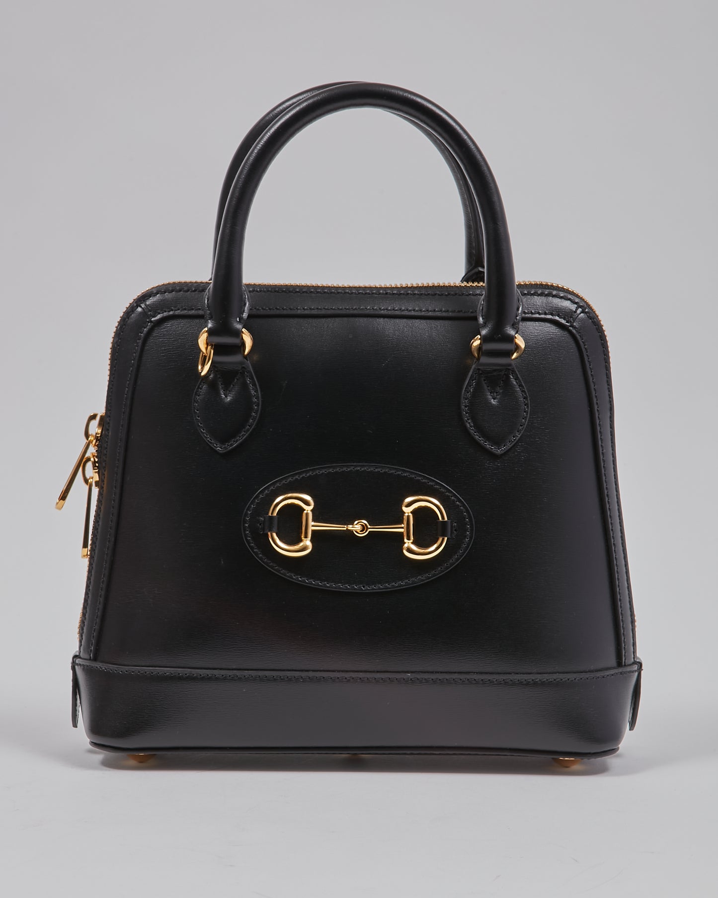 Gucci Petit sac à poignée supérieure Horsebit 1955 en cuir lisse noir