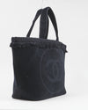 Chanel Black Terry Fringe CC Logo Beach Tote Bag