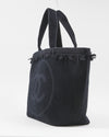 Chanel Black Terry Fringe CC Logo Beach Tote Bag
