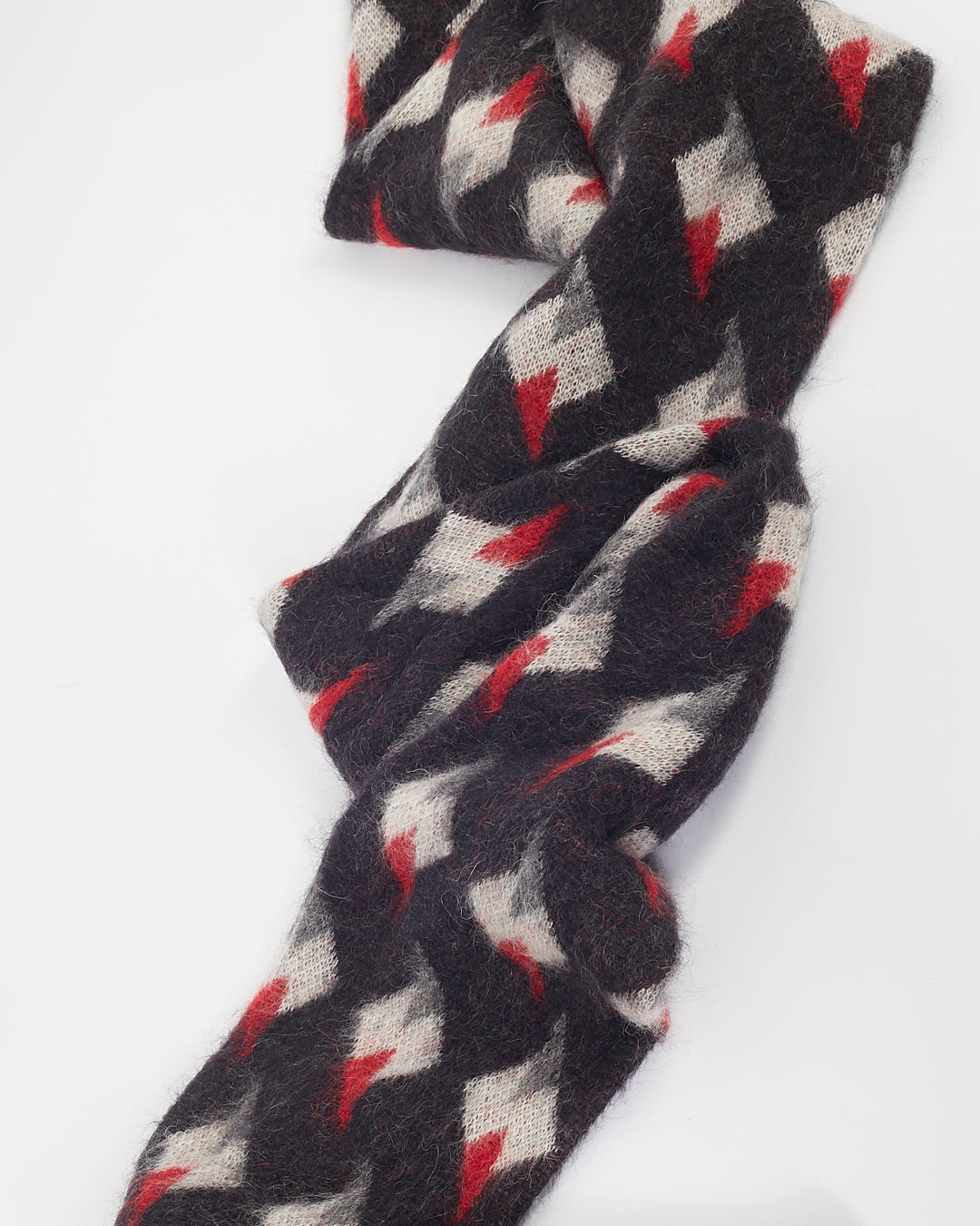 Saint Laurent Black/Red Mohair Neck Scarf