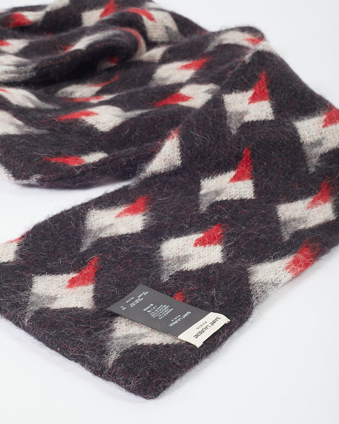 Saint Laurent Black/Red Mohair Neck Scarf