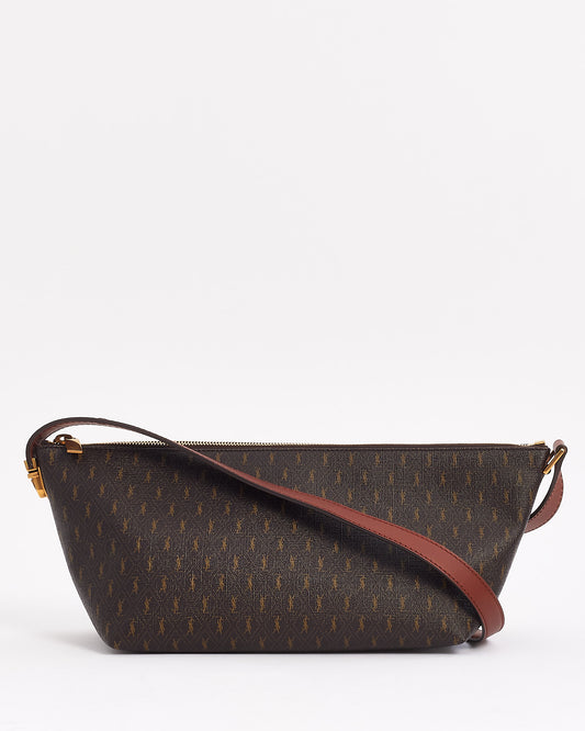 Sac à bandoulière "Le Monogram" en toile marron Saint Laurent