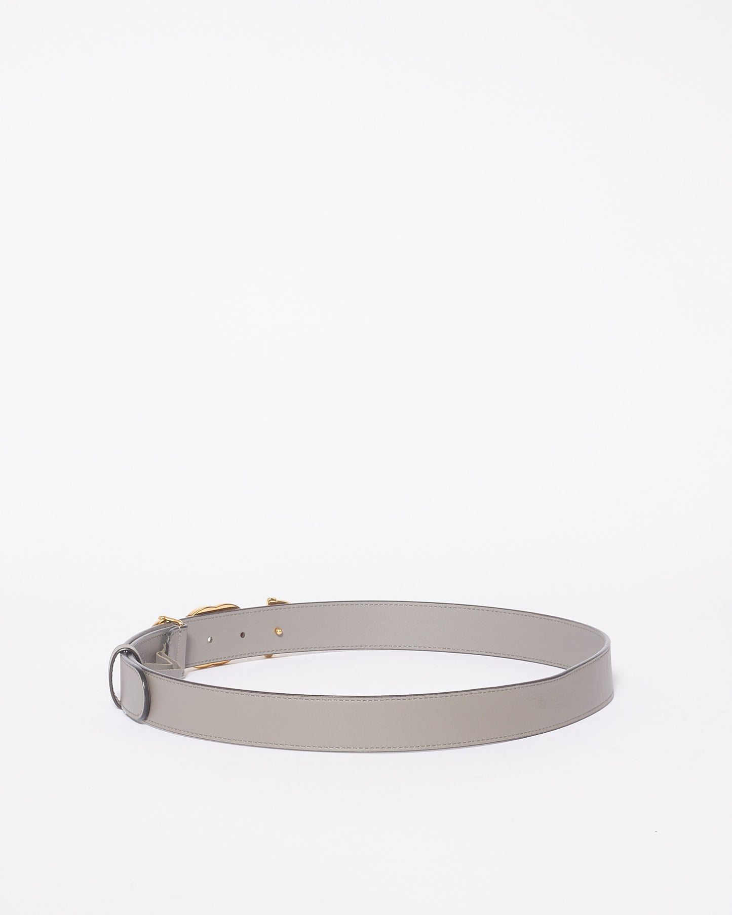 Gucci Grey Leather Gold GG Horsebit Belt - 85