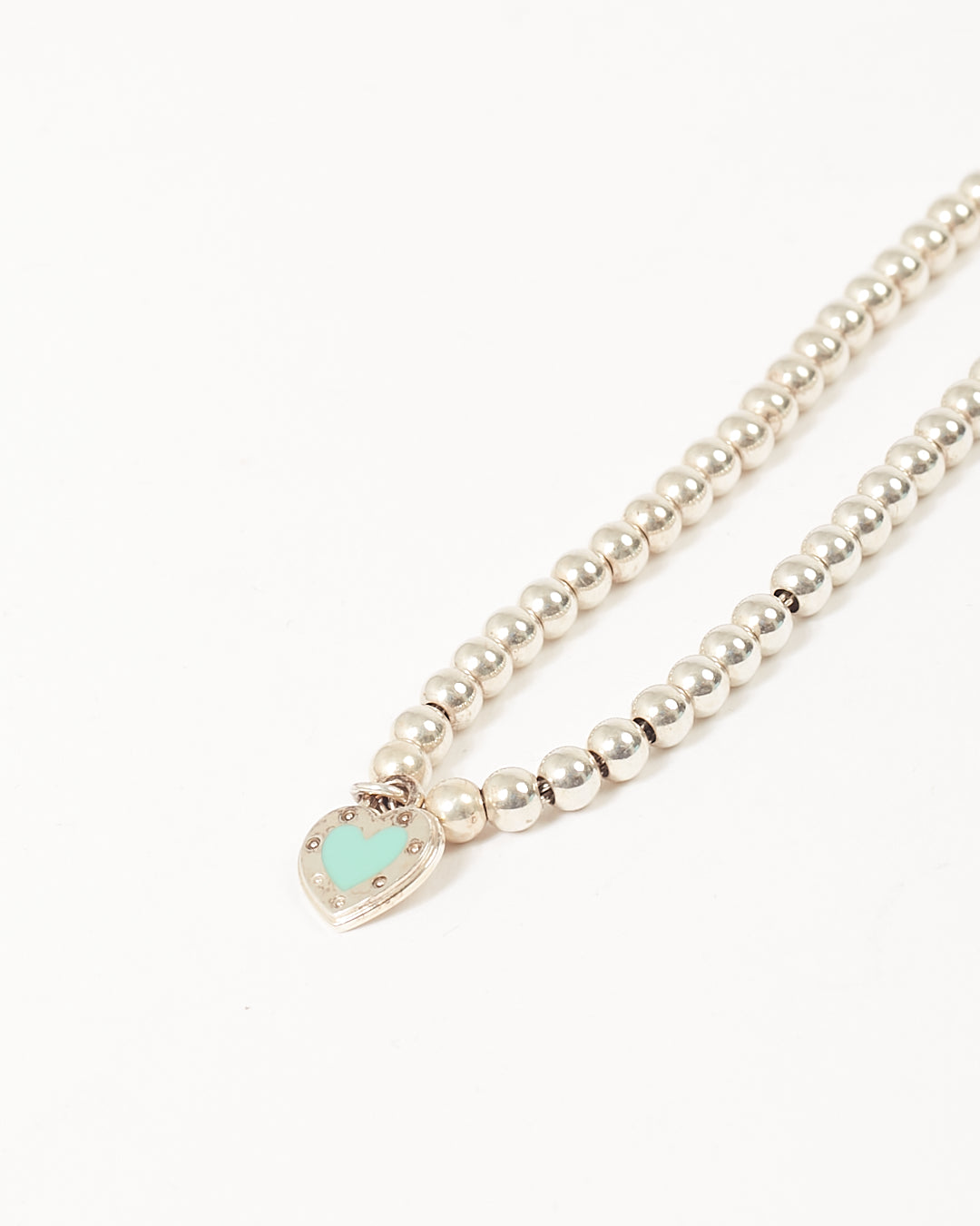 Tiffany &amp; Co. Bracelet à perles en forme de cœur clouté en argent sterling Blue Love