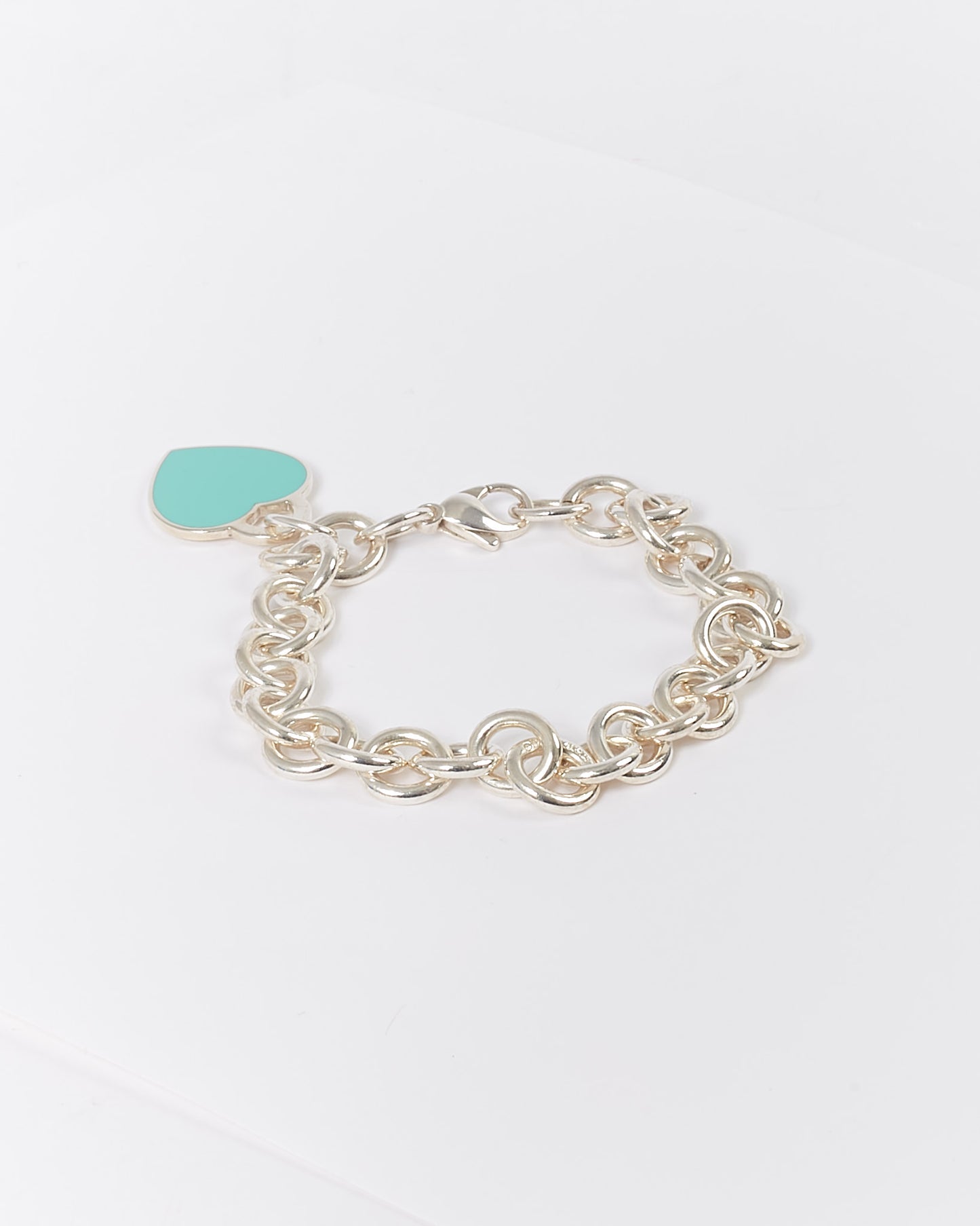 Tiffany & Co. Silver Sterling Heart Tag Charm Bracelet