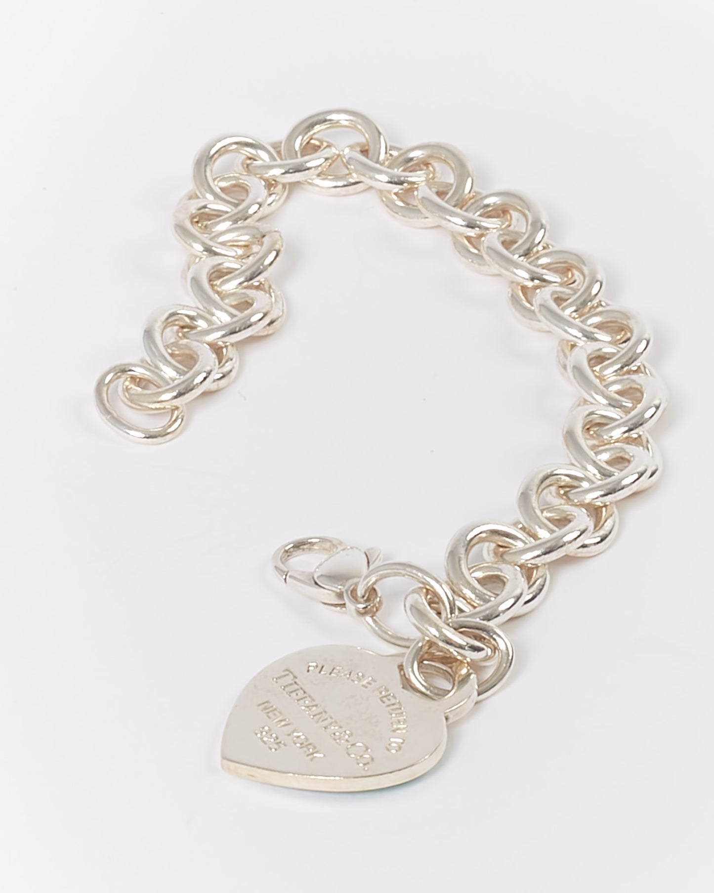 Tiffany & Co. Silver Sterling Heart Tag Charm Bracelet