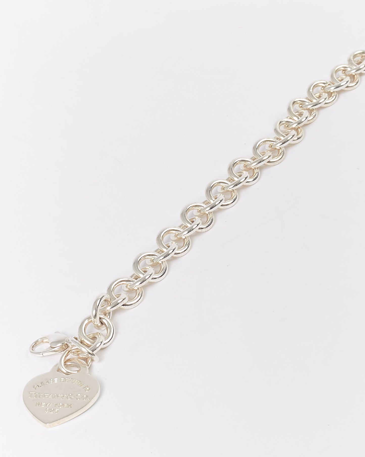 Tiffany & Co. Silver Sterling Heart Tag Charm Bracelet