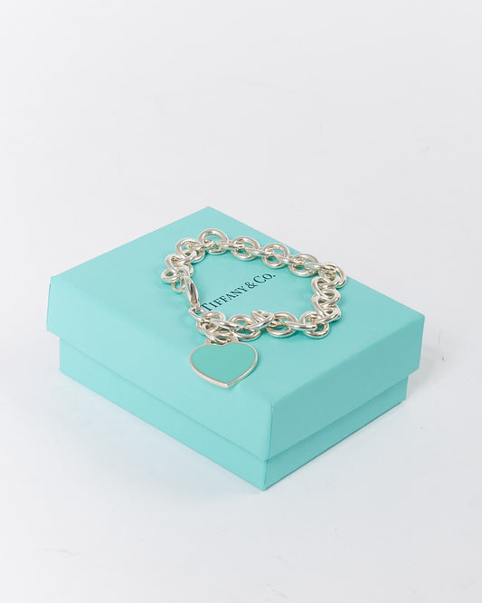 Tiffany & Co. Silver Sterling Heart Tag Charm Bracelet