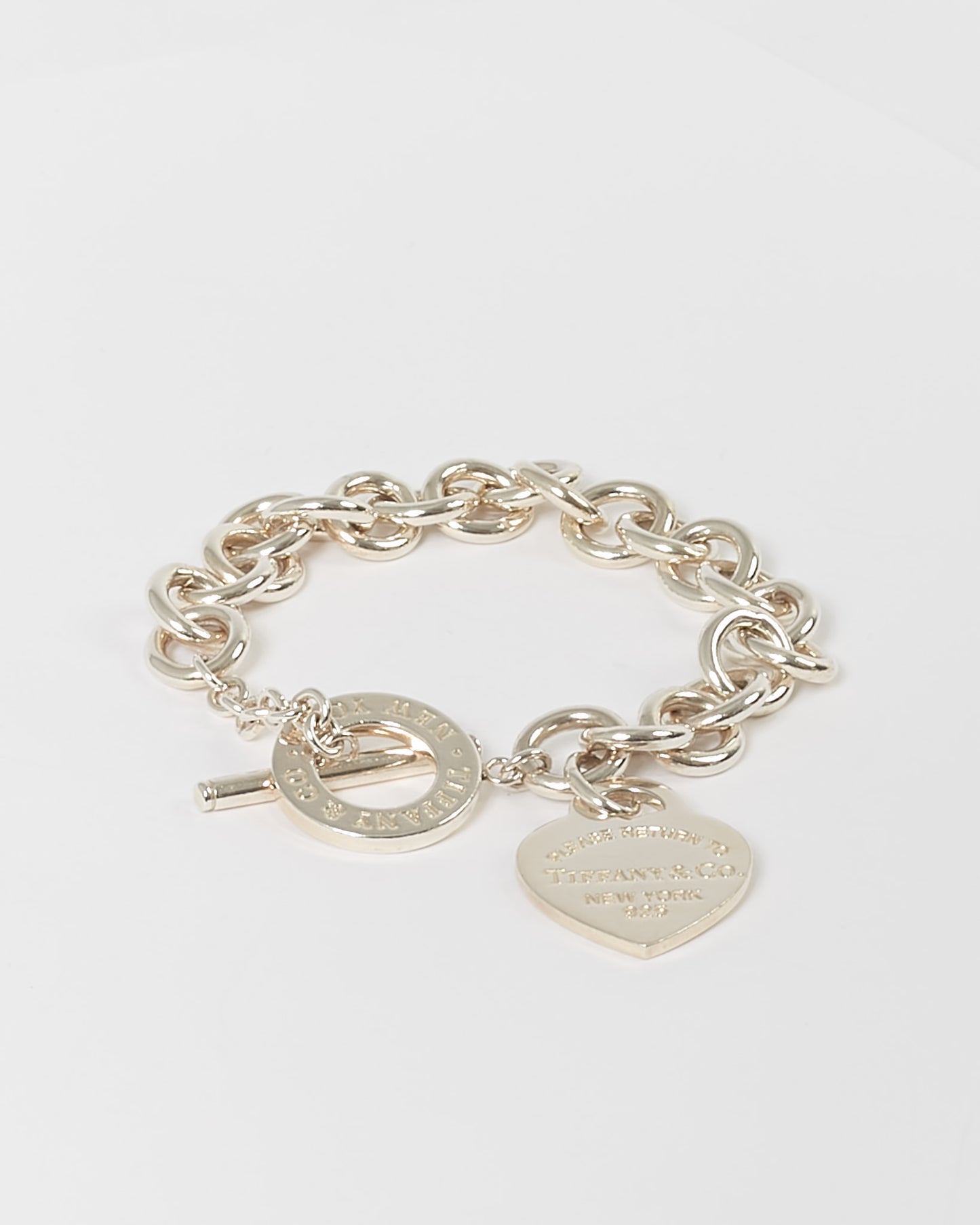 Tiffany &amp; Co. Bracelet à bascule en argent sterling Return To Tiffany avec étiquette en forme de cœur