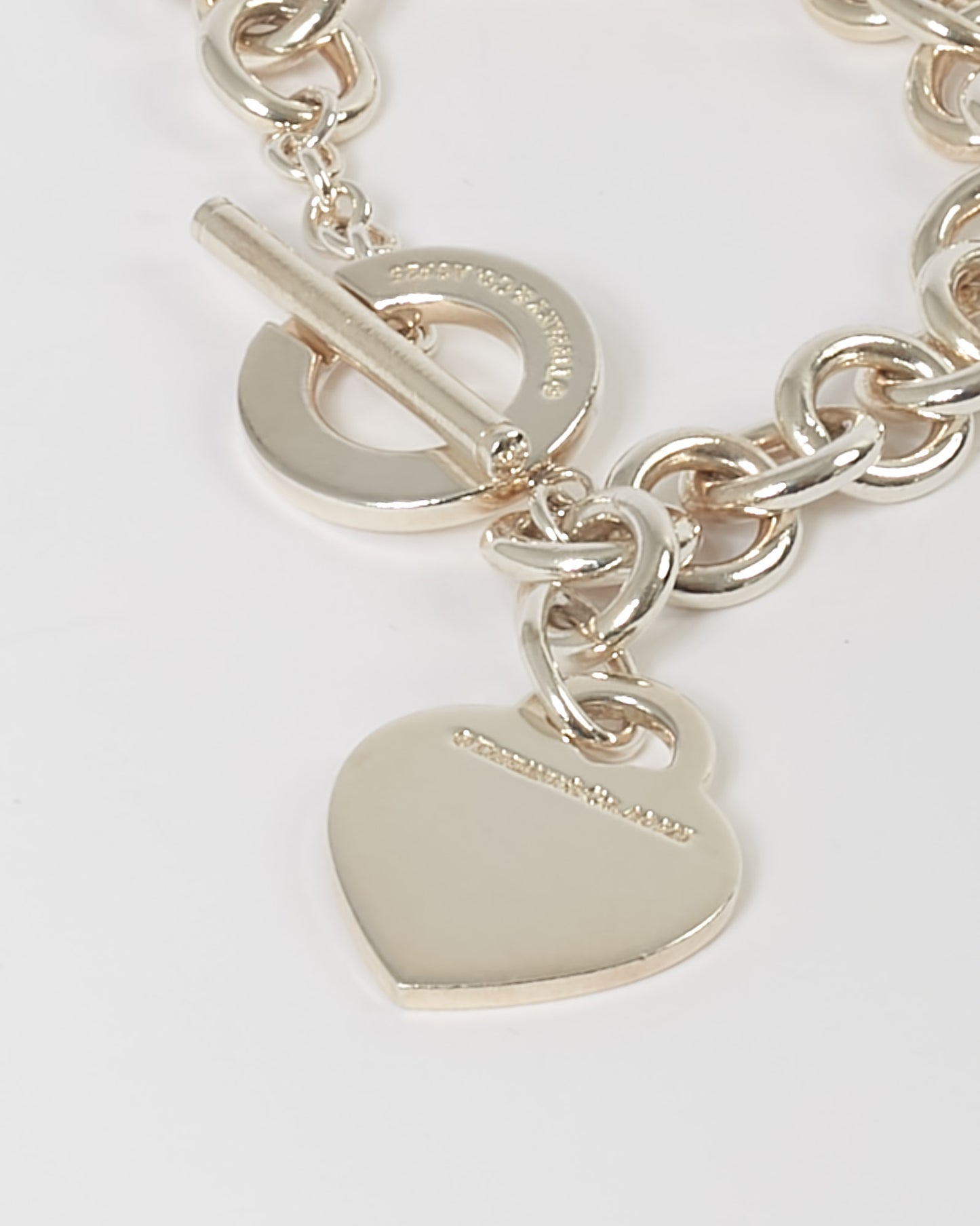 Tiffany &amp; Co. Bracelet à bascule en argent sterling Return To Tiffany avec étiquette en forme de cœur