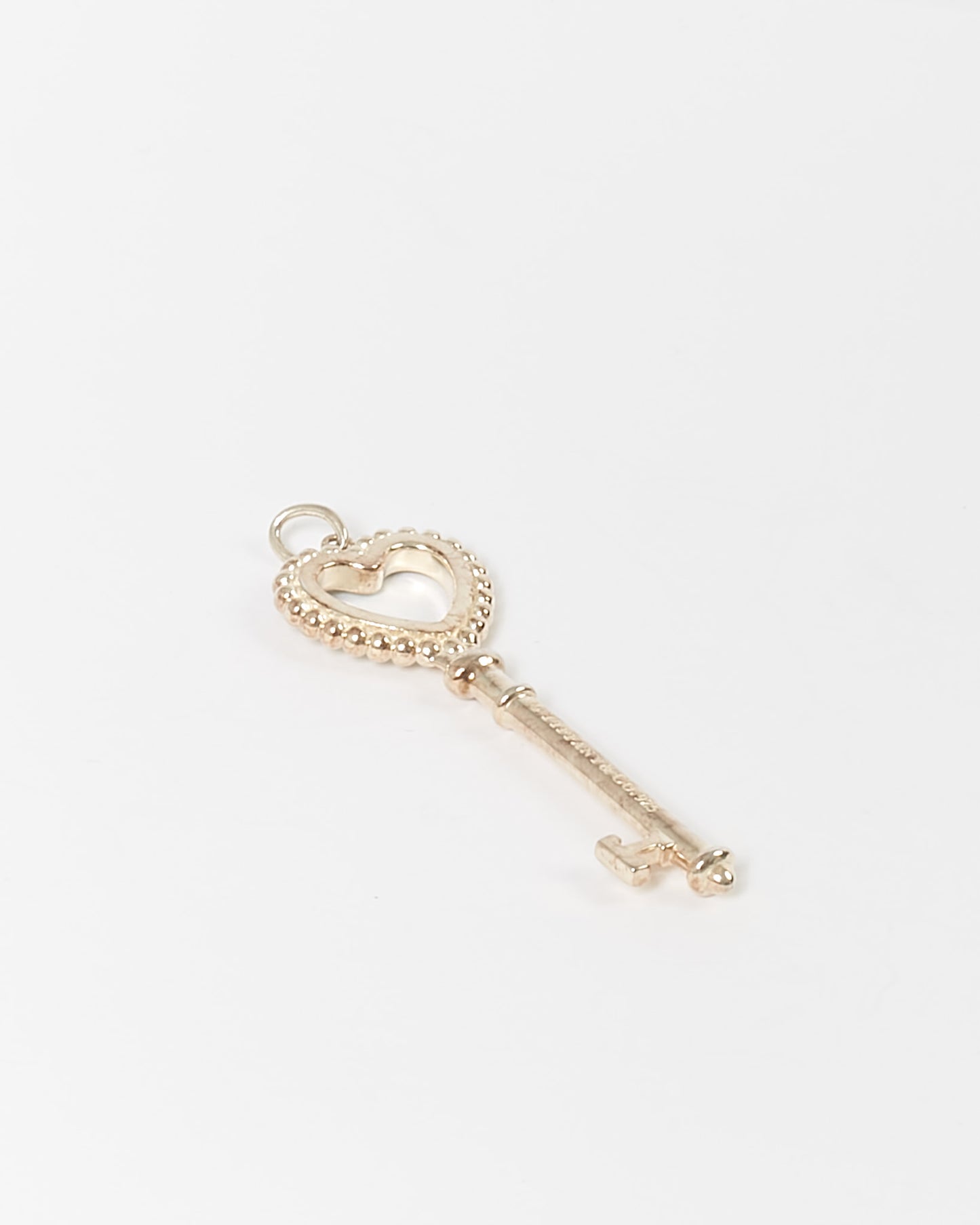 Tiffany & Co. Sterling Silver Blue Enamel Heart Shaped Key Pendant