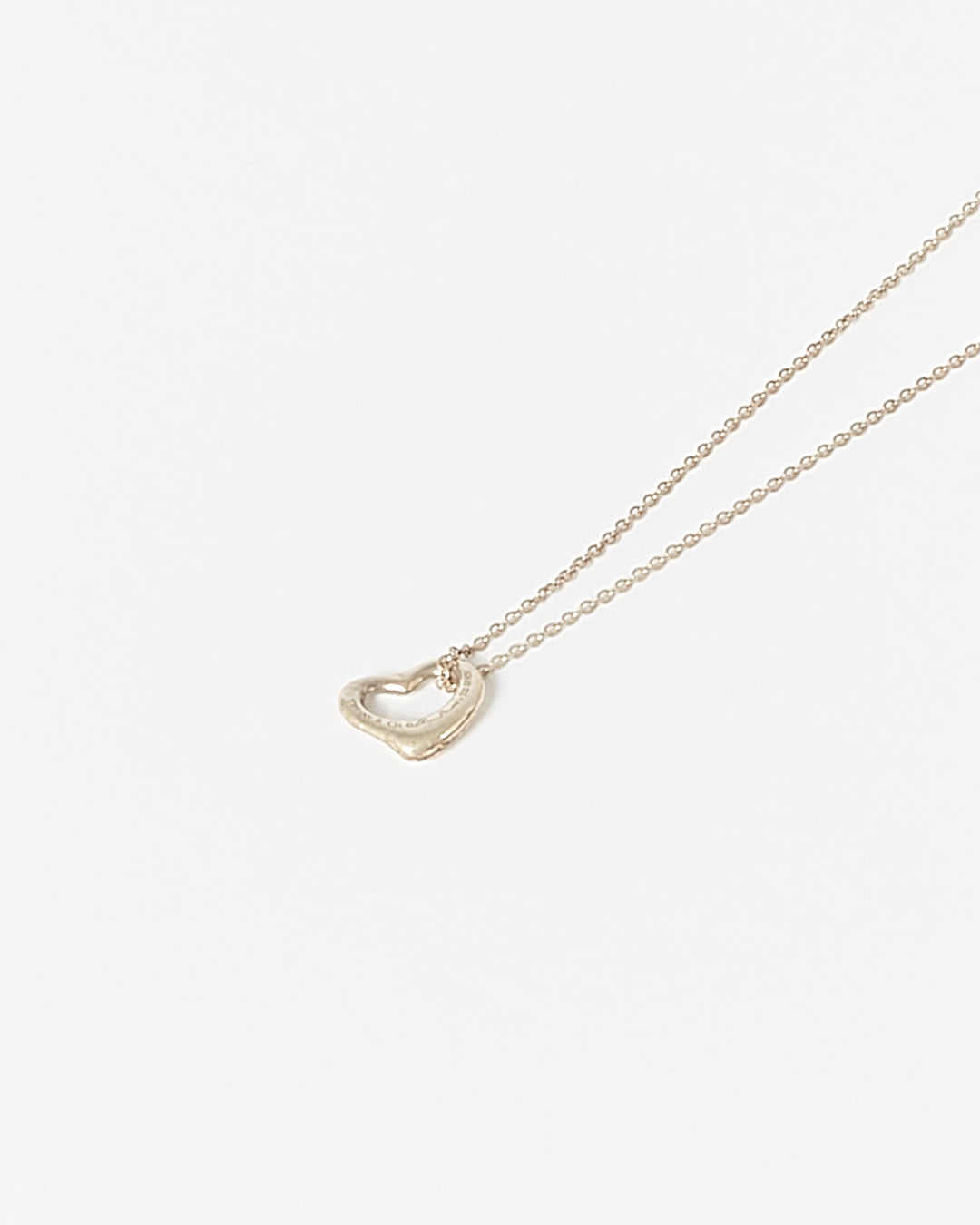 Tiffany Sterling Silver Open Heart Pendant Necklace