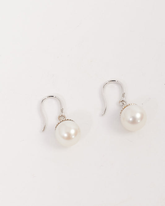 Tiffany & Co. Silver Ziegfeld Pearl Drop Earrings