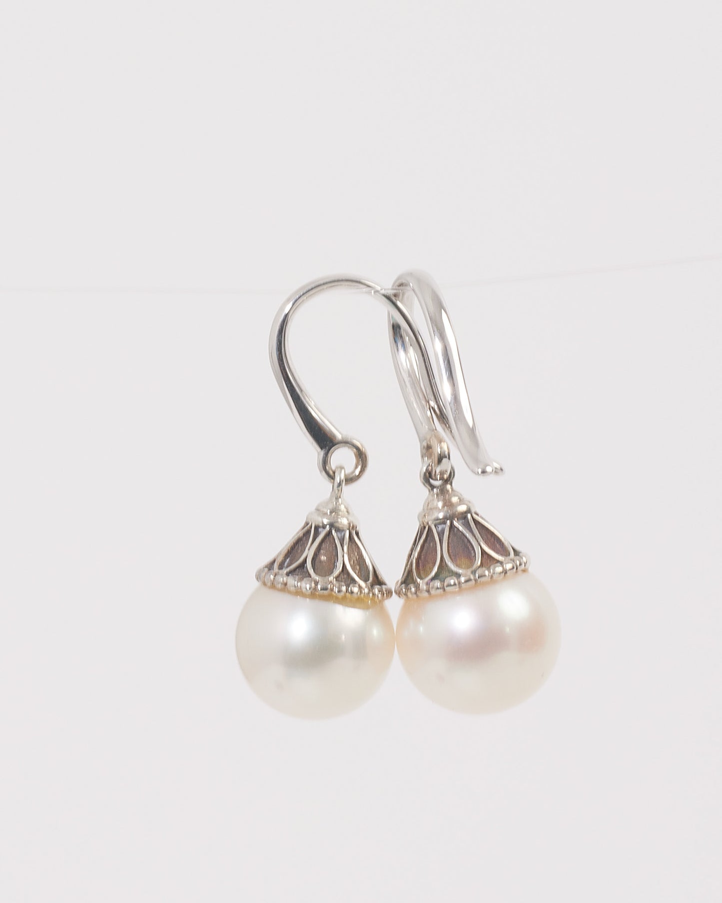 Tiffany &amp; Co. Boucles d'oreilles pendantes en argent avec perles Ziegfeld