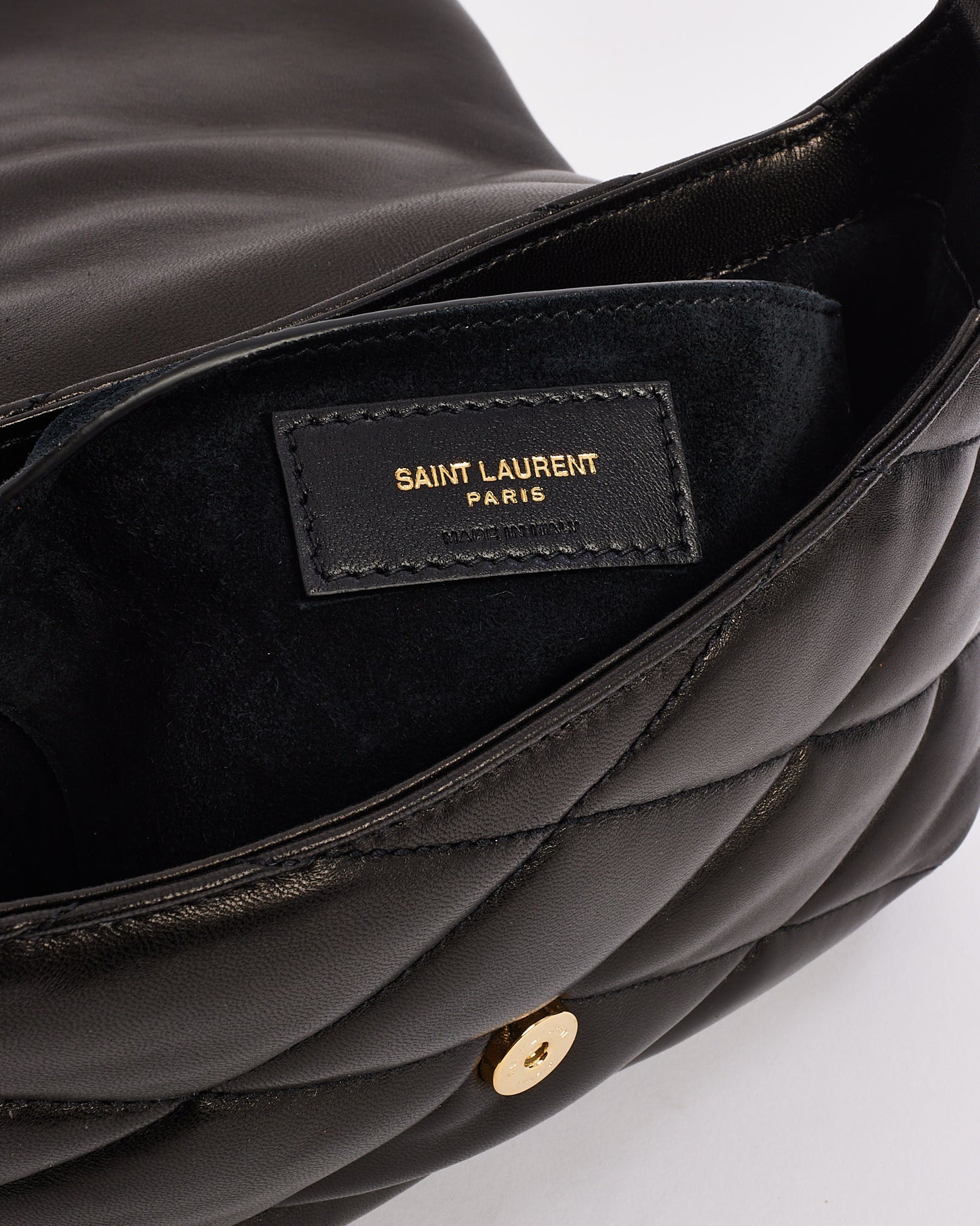 Saint Laurent Black Quilted Lambskin Leather Le 57 Hobo Bag