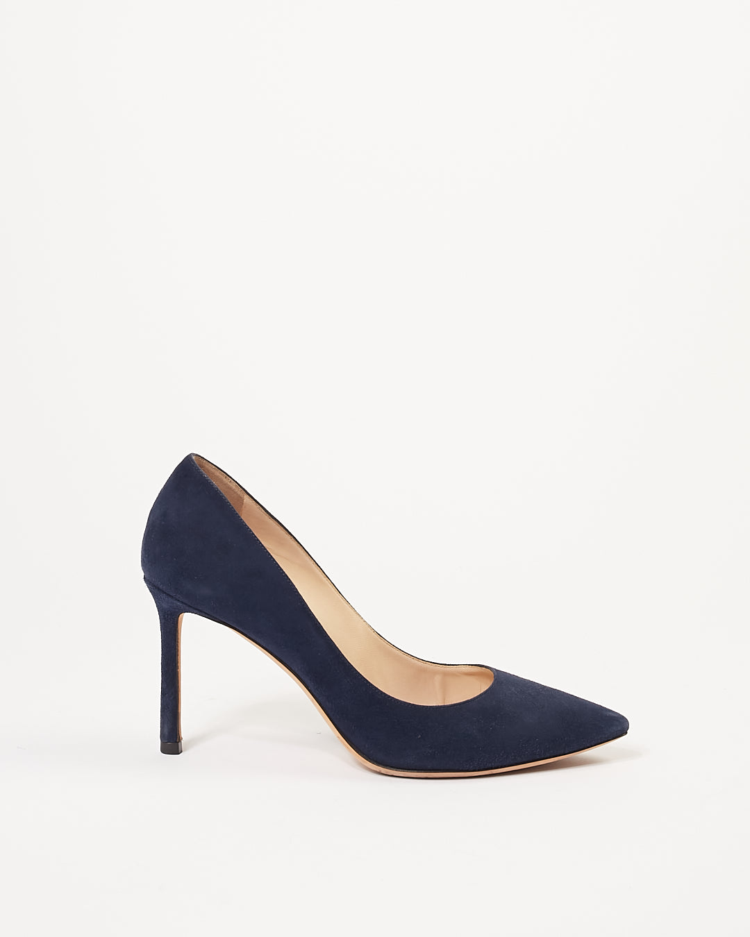 Jimmy Choo Navy Suede Point Toe Pumps - 36