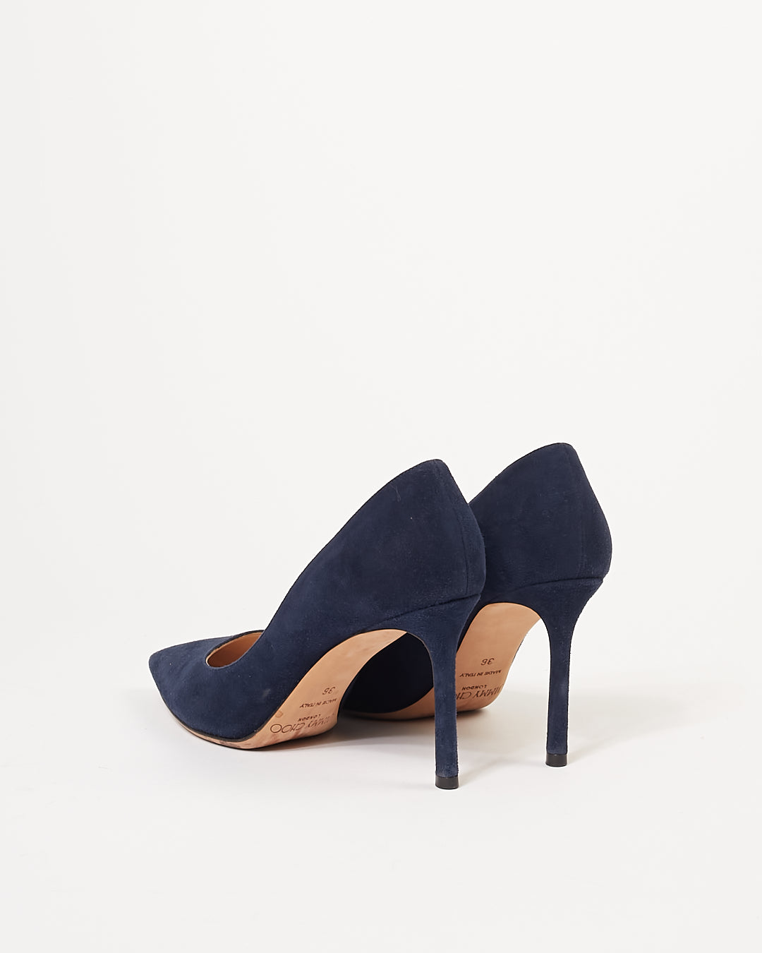 Jimmy Choo Navy Suede Point Toe Pumps - 36