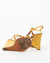 Louis Vuitton Mustard / Tan Leather Wrap Sandal Wedges - 38