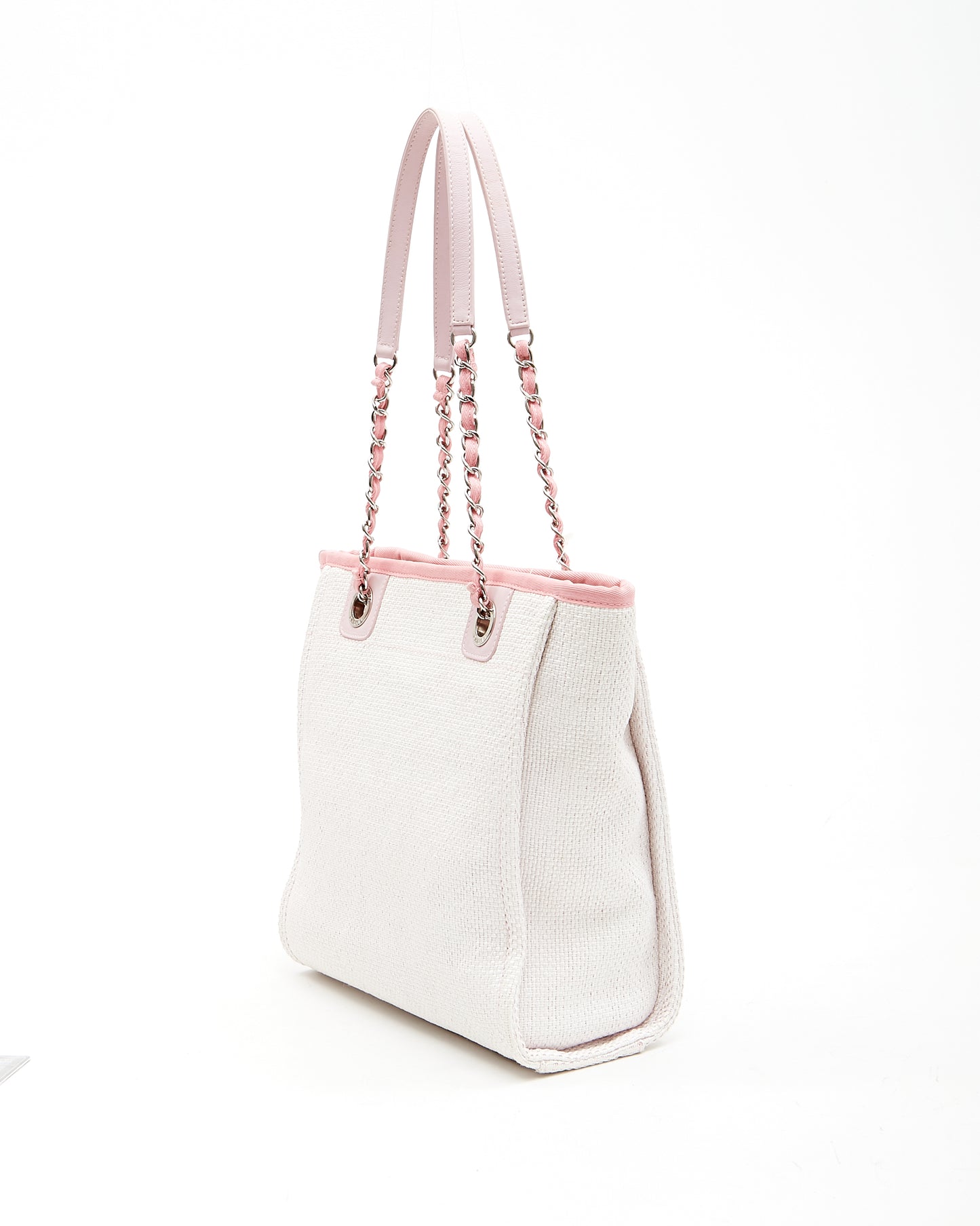 Chanel Cream & Pink Canvas Small Deauville Small Tote Bag