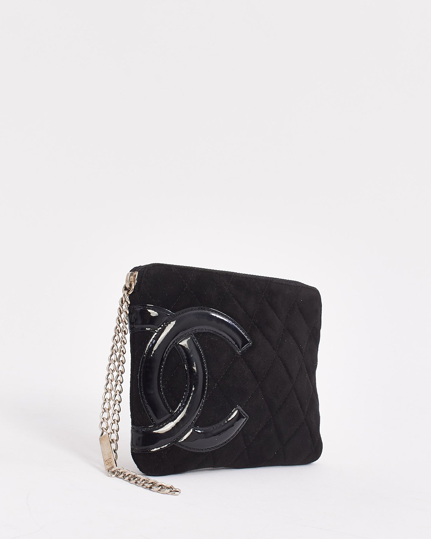 Pochette avec bracelet Cambon CC en daim noir Chanel