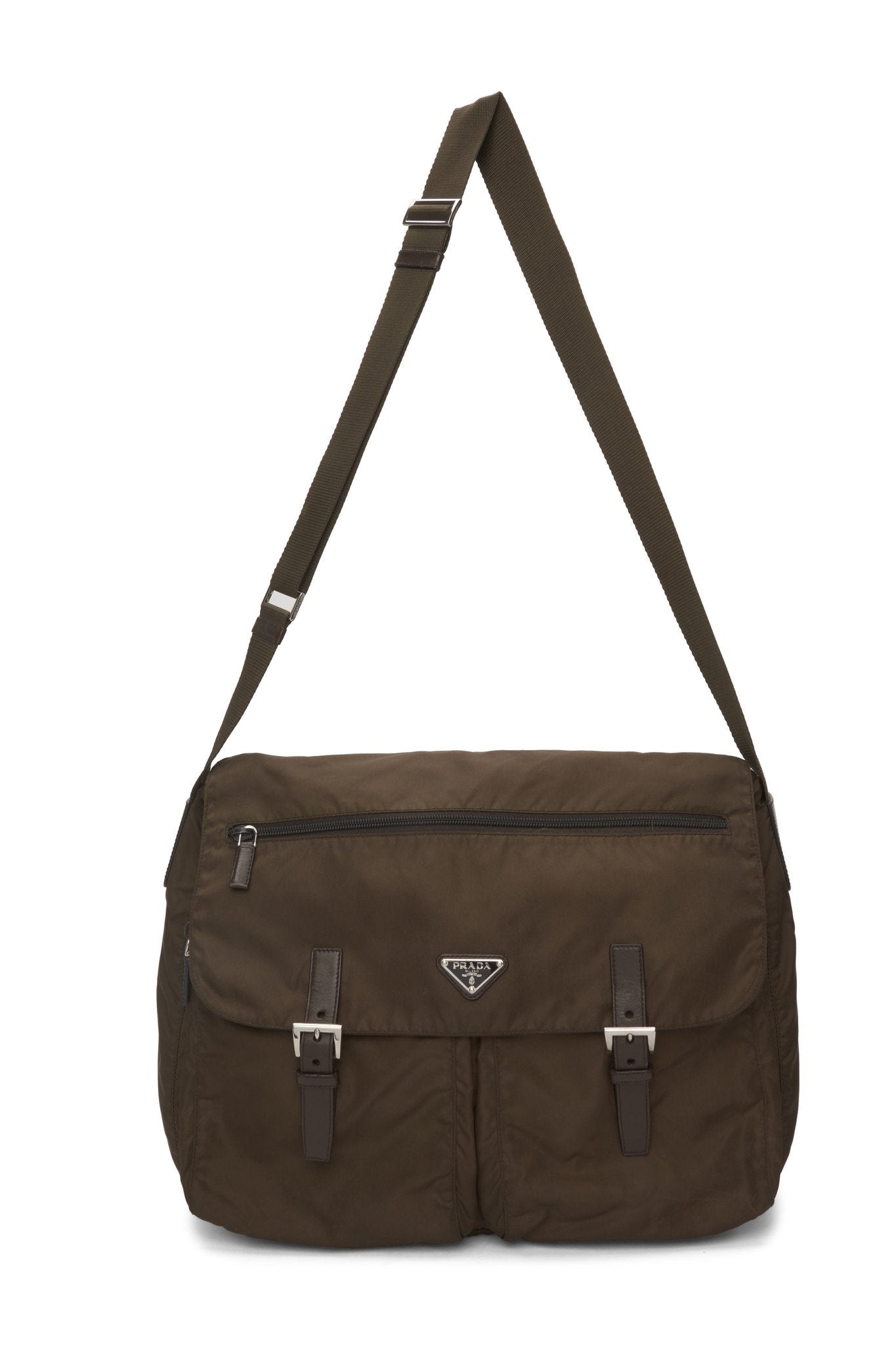 Prada Khaki (Bruciato) Nylon Vela Sport Messenger Bag
