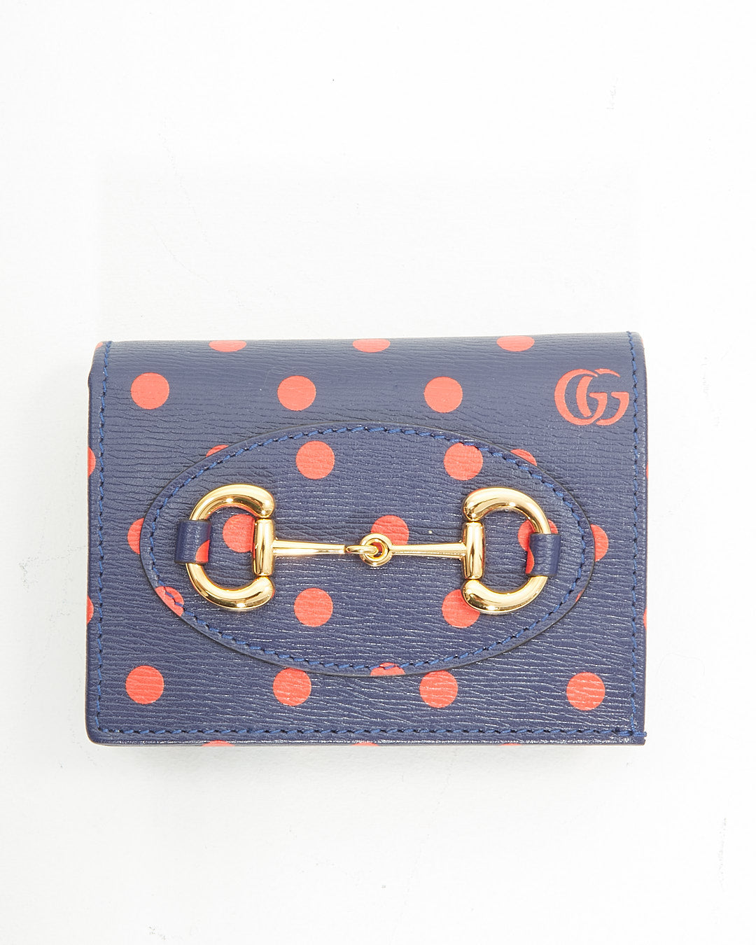 Gucci Navy/Red Leather Polka Dot 1955 Horsebit Wallet