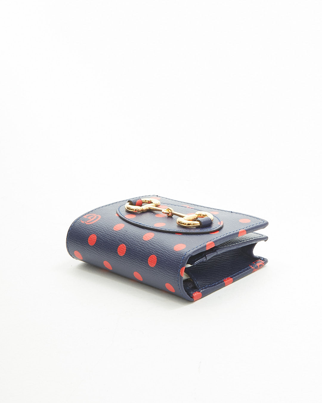 Gucci Navy/Red Leather Polka Dot 1955 Horsebit Wallet