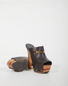 Gucci Black Leather Horsebit Clog Platform Heel - 39.5