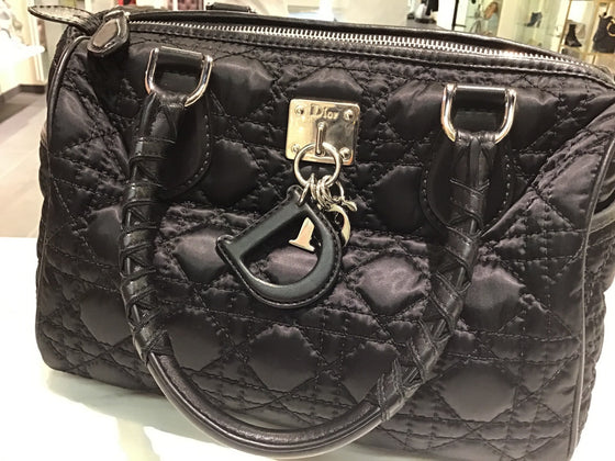 Dior Black Satin Boston Bag