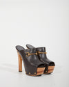 Gucci Black Leather Horsebit Clog Platform Heel - 39.5