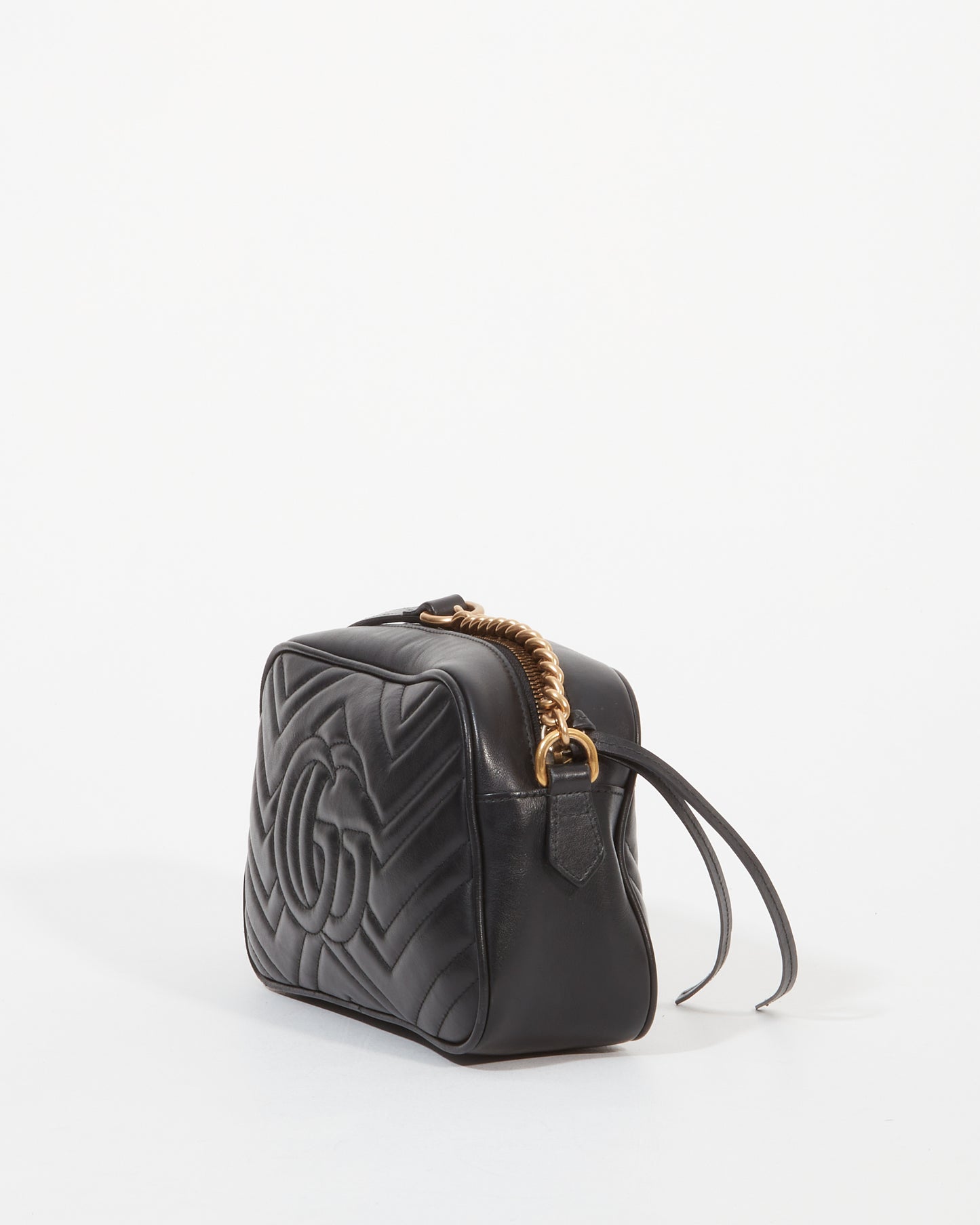 Gucci Petit sac à bandoulière Marmont GG Matelassé en cuir noir