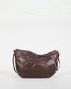 Fendi Brown Leather Jacquard Print Crossbody Bag