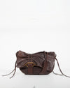 Fendi Brown Leather Jacquard Print Crossbody Bag