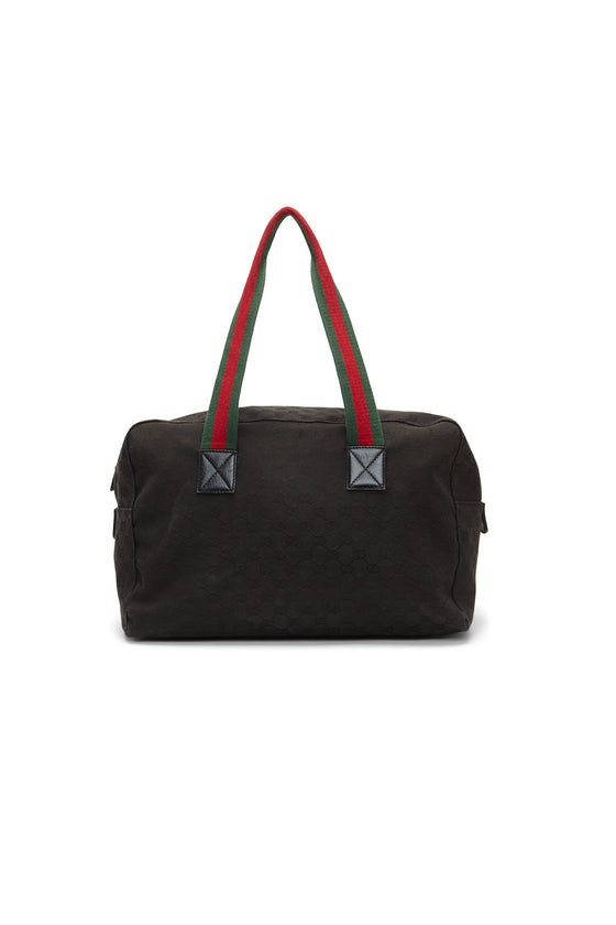 Gucci Black GG Canvas Web Duffle Bag