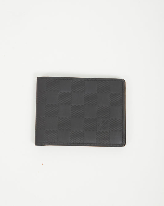 Louis Vuitton Black Leather Damier Bi Fold Wallet