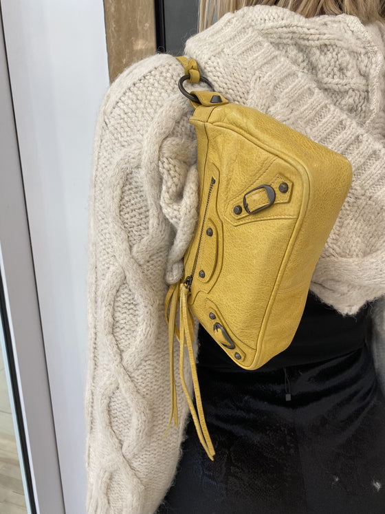 Balenciaga Mustard Yellow Mini City Shoulder Bag