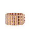Fendi Pink and Gold Leather Fendista Cuff