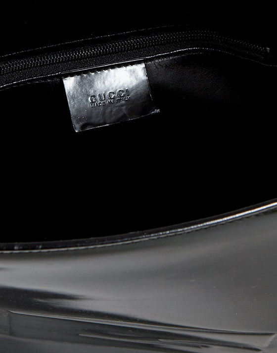 Gucci Vintage Black Leather G Logo Shoulder Bag