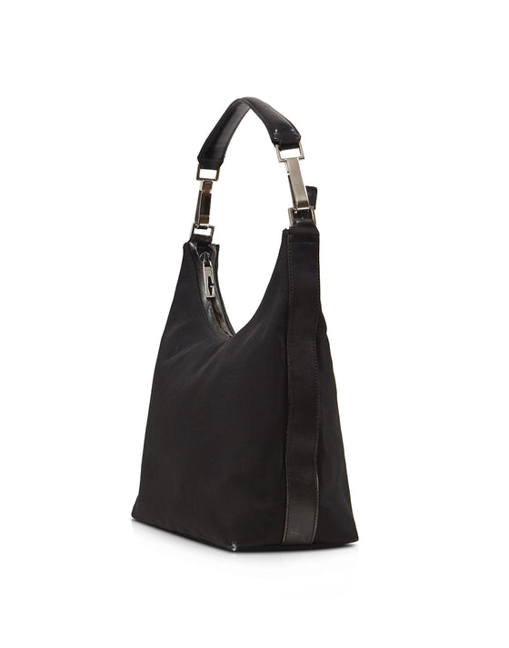 Gucci Black Canvas Small Hobo Shoulder Bag