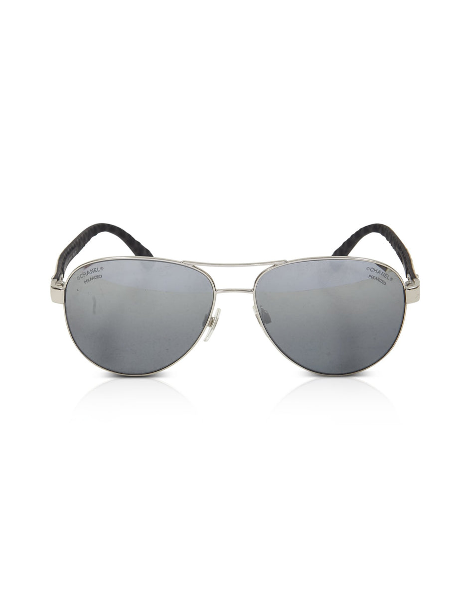 Chanel White Polarized Aviator Sunglasses 4204-Q ○ Labellov