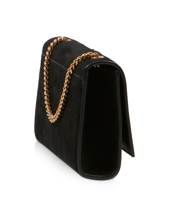 Saint Laurent Black Suede Beaded Monogram Kate Shoulder Bag