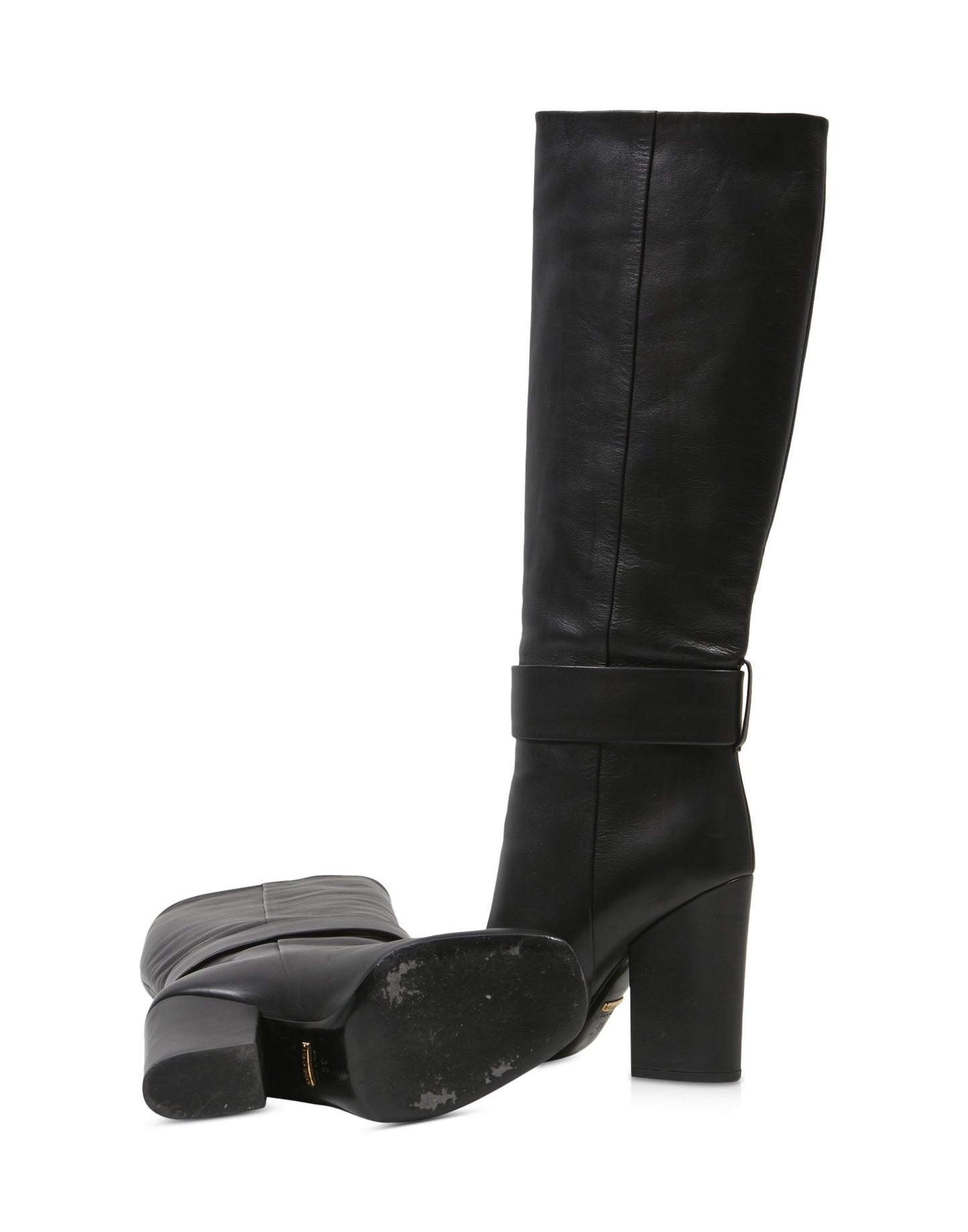 Gucci Black Leather Kesha Knee High Boots - 39