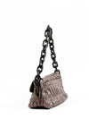 Prada Metallic Silver Matelassé Enamel Chain Shoulder Bag