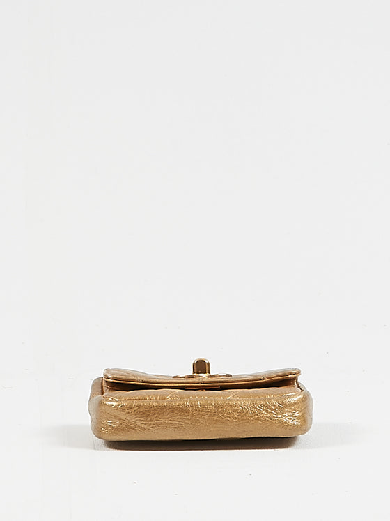Chanel Vintage Gold Micro Mini Flap Bag GHW