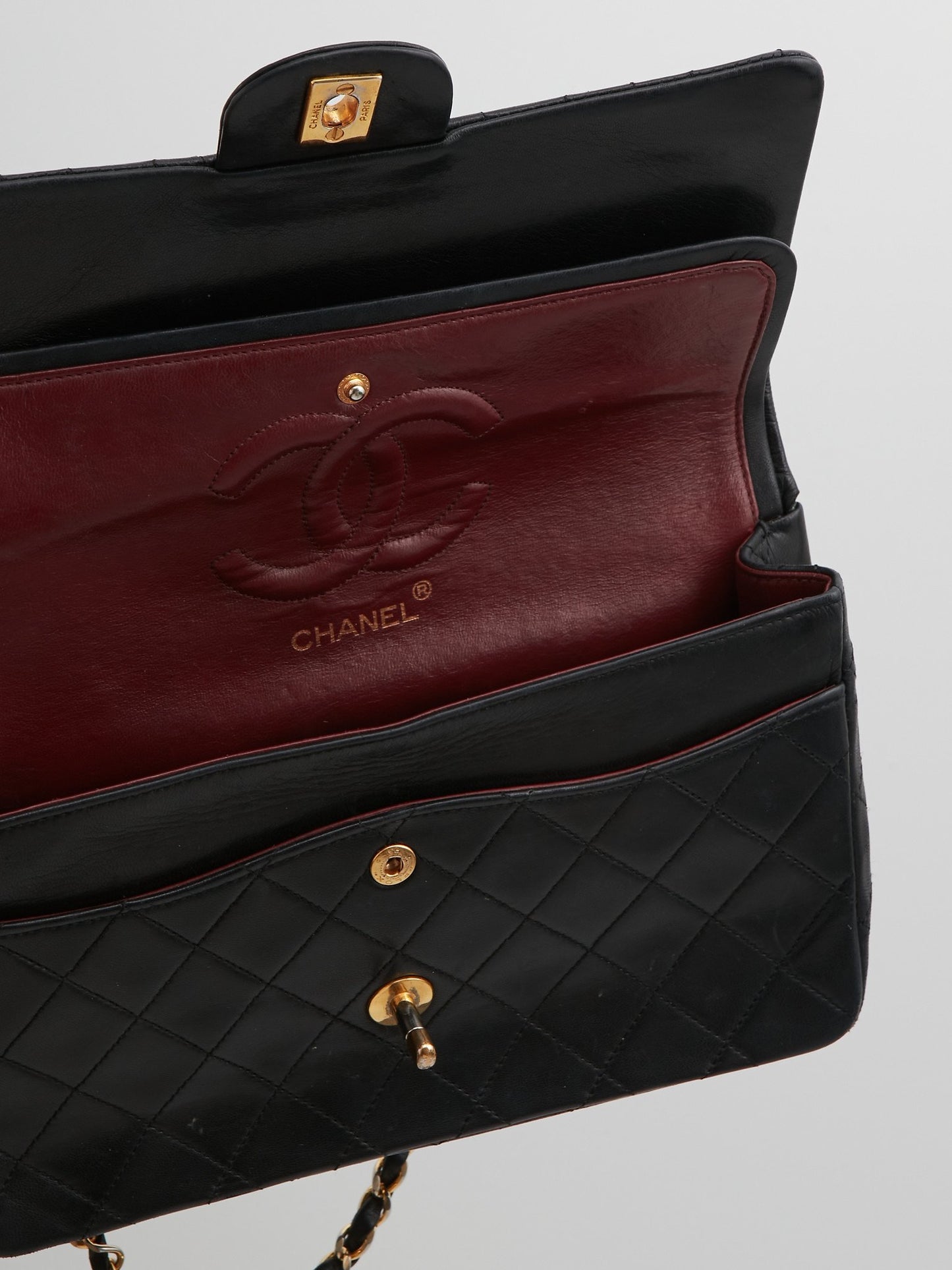 Chanel Vintage Black Lambskin Medium Classic Double Flap Bag GHW
