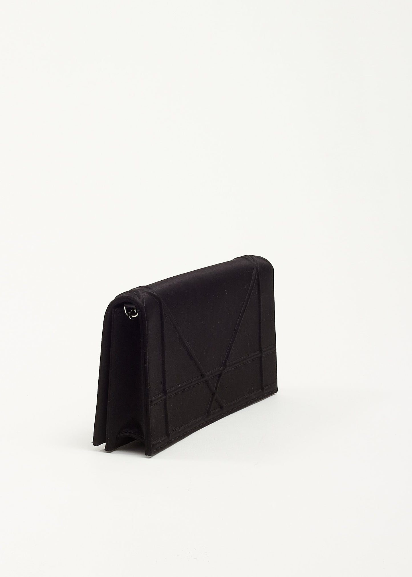 Pochette à chaîne convertible Diorama en satin noir Dior